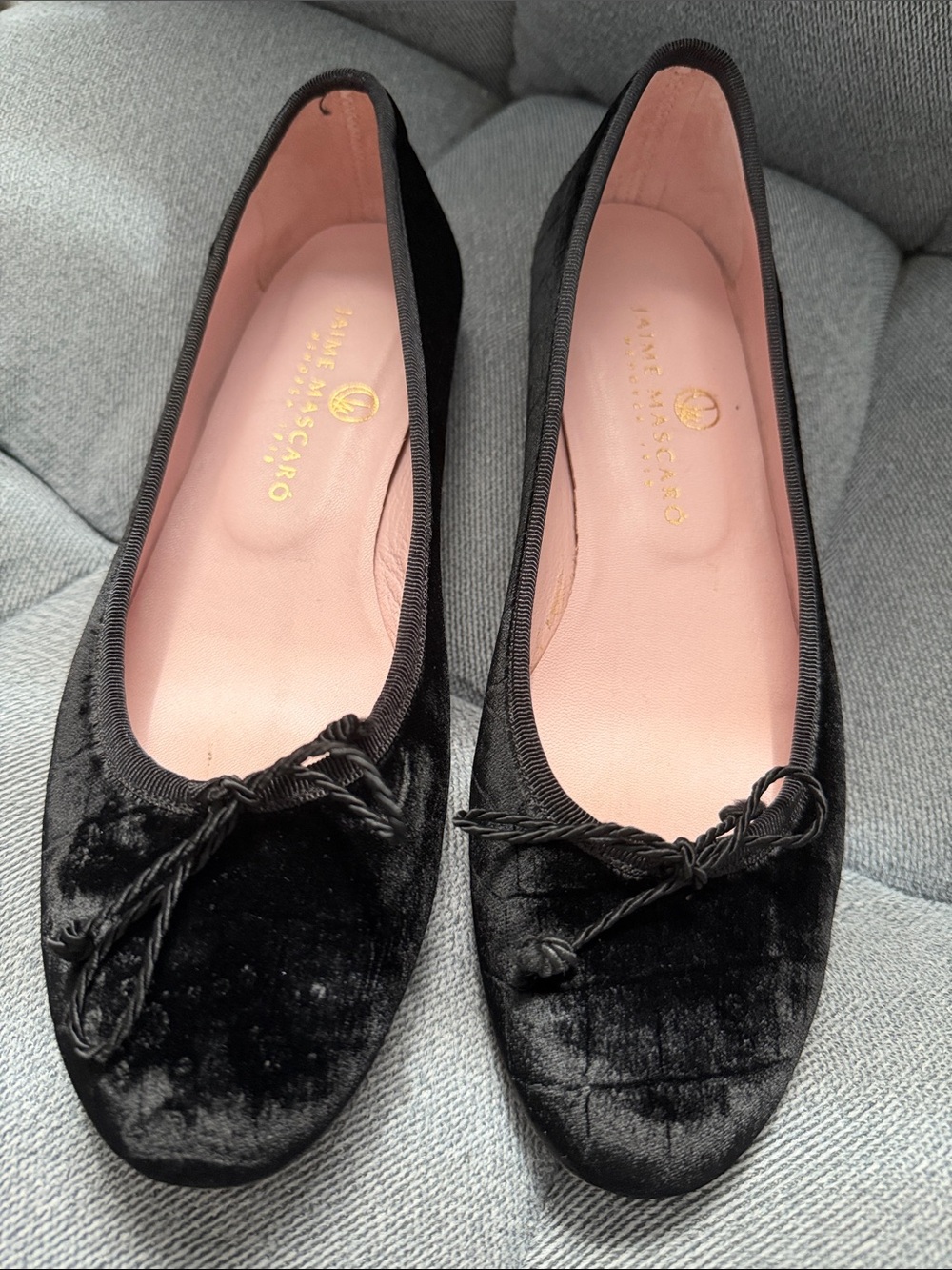 Jaime Mascaro Audrey Black Velvet Ballet Flats - size 37 1/2
